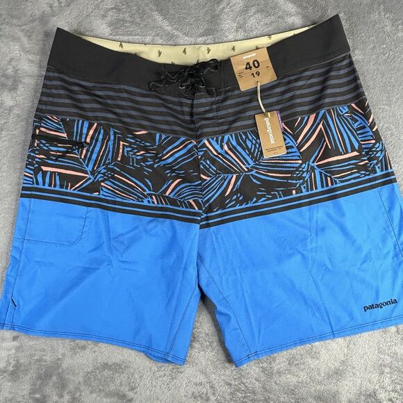 Patagonia Other - Patagonia Board Shorts Mens 40 19"‎ Swim Rain Fern Stripe Port Blue 40x9 New $79